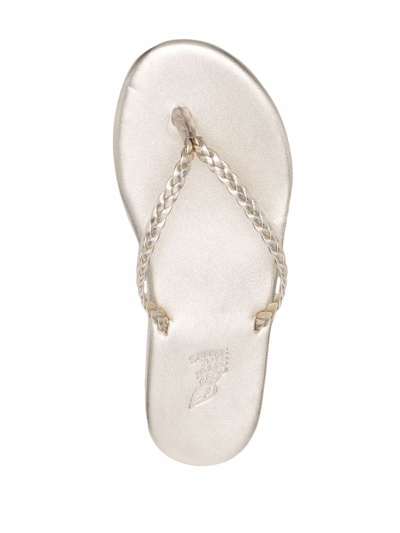 Ancient Greek Sandals Plage Braided Leather Flip Flops In Yellow