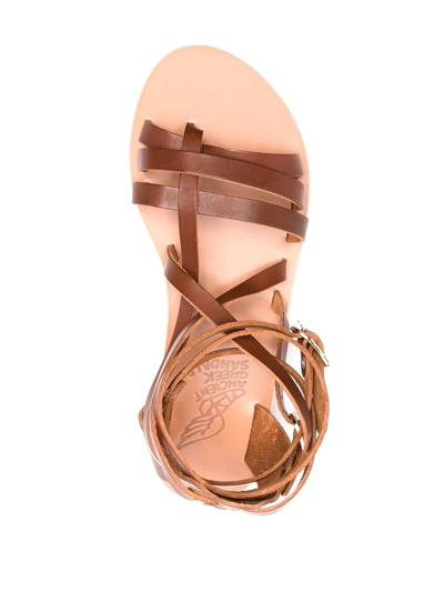 Ancient Greek Sandals Satira Gladiator Leather Sandals In Brown