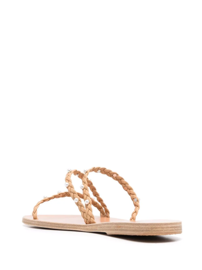 Shop Ancient Greek Sandals Ekaterini Pearl Leather Sandals In Neutrals