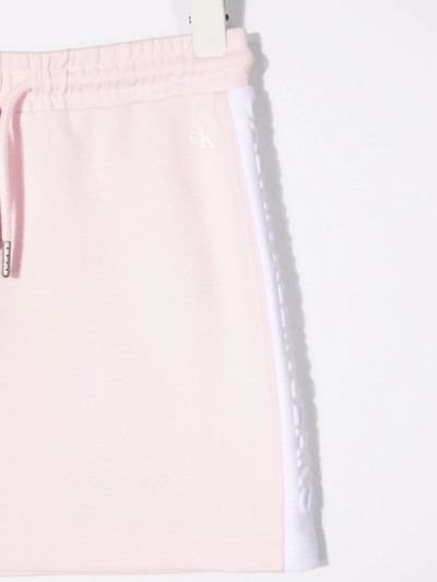 Shop Calvin Klein Logo Side-stripe Mini Skirt In Pink