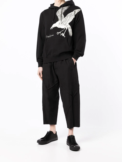 Shop Yohji Yamamoto Drop-crotch Cropped Trousers In Black