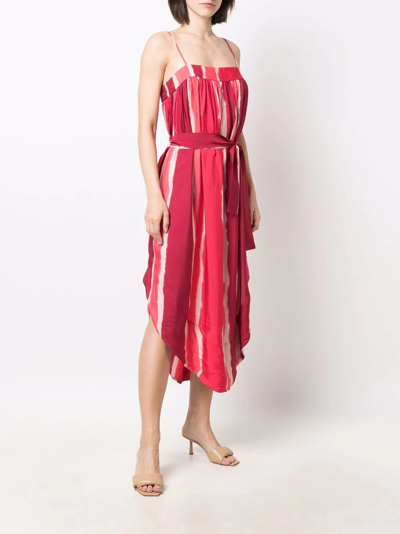 ARMANI EXCHANGE STRIPED ASYMMETRIC-HEM DRESS 