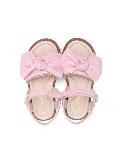 Shop Florens Leather Bow Touch-strap Sandals In Pink