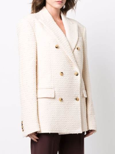 Shop Amiri Knitted Double-breasted Blazer In Neutrals