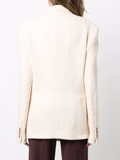 Shop Amiri Knitted Double-breasted Blazer In Neutrals