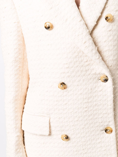 Shop Amiri Knitted Double-breasted Blazer In Neutrals