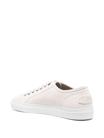 Shop Brioni Leather Lace-up Sneakers In White