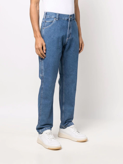 Dickies Construct Rear Logo-patch Jeans In Blue
