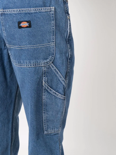 Dickies Construct Rear Logo-patch Jeans In Blue