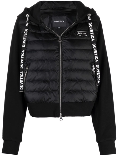 Duvetica Bolsena Panelled Hooded Puffer Jacket In Black