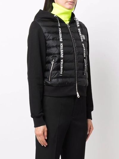 Duvetica Bolsena Panelled Hooded Puffer Jacket In Black