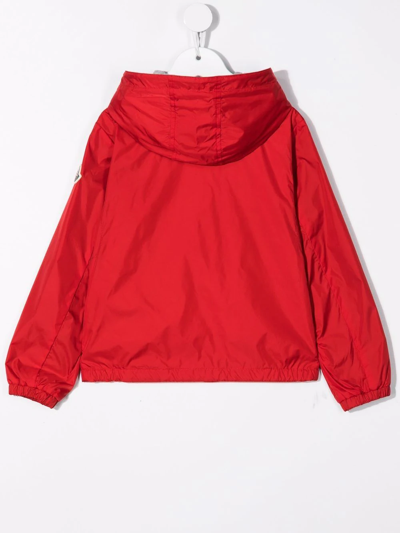 Shop Moncler Zipped-up Hooded Jacket In Red