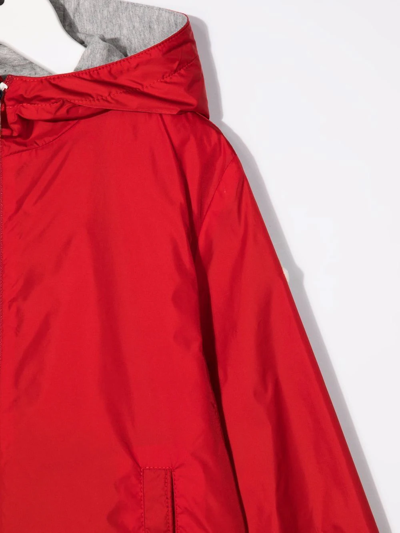 Shop Moncler Zipped-up Hooded Jacket In Red