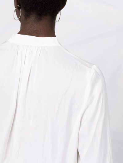 Shop Zadig & Voltaire V-neck Satin-finish Blouse In White