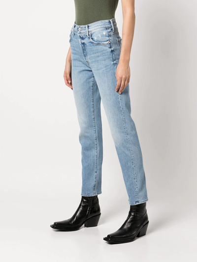 Shop Mother The High Waisted Hiker Hover Jeans In Blue