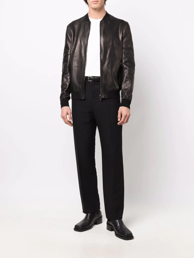 Shop Salvatore Santoro Leather Bomber Jacket In Black