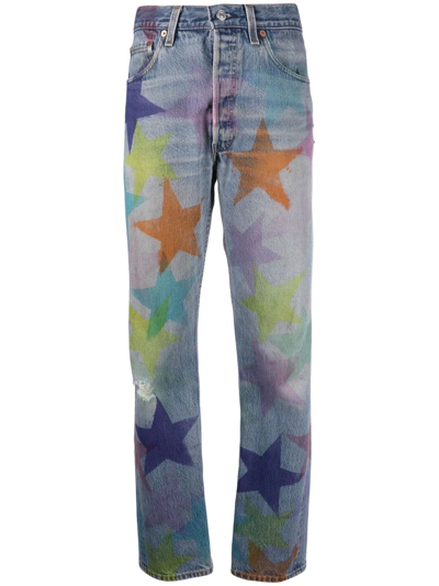 Shop Collina Strada X Levi's Star-print Straight-leg Jeans In Blue