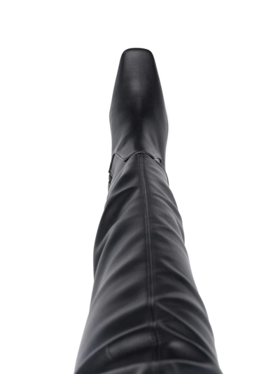 Shop Coperni Stretch Vegan-leather Thigh-high Boots In Black