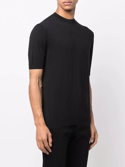 Shop Malo Fine-knit Cotton-blend T-shirt In Black
