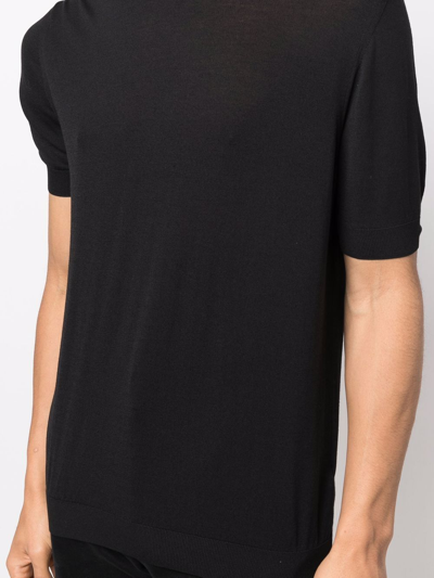 Shop Malo Fine-knit Cotton-blend T-shirt In Black