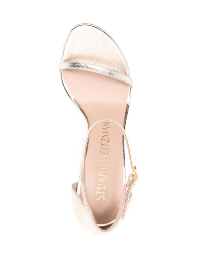 Shop Stuart Weitzman Open Toe Heeled Sandals In Gold