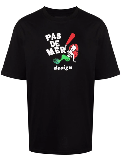 Shop Pas De Mer Mermaid-print T-shirt In Black