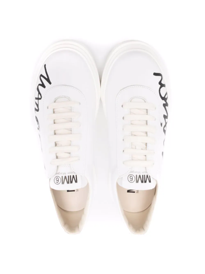 Shop Mm6 Maison Margiela Teen Logo-print Low-top Sneakers In White