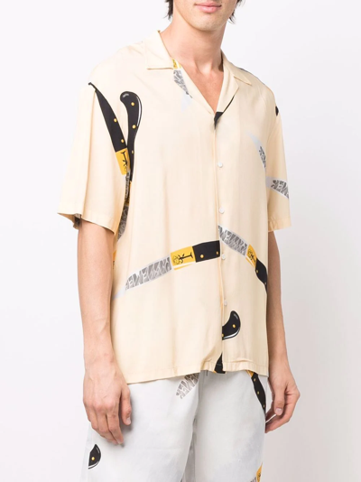 Shop Pas De Mer Blade-print Camp Collar Shirt In Neutrals