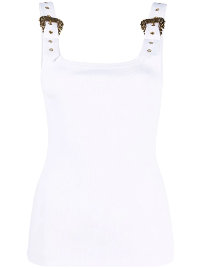 Shop Versace Jeans Couture Buckle-strap Tank Top In White