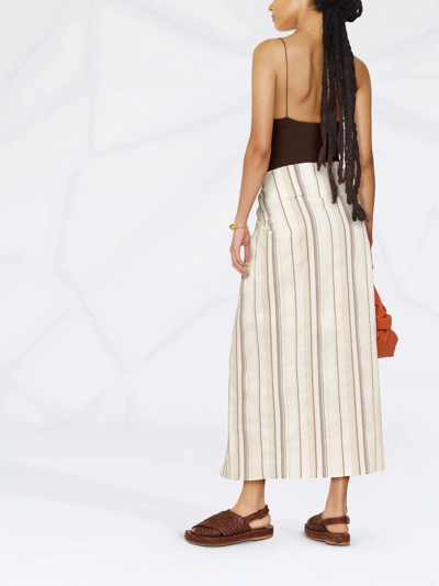 Shop Brunello Cucinelli Striped Wrap Skirt In Neutrals