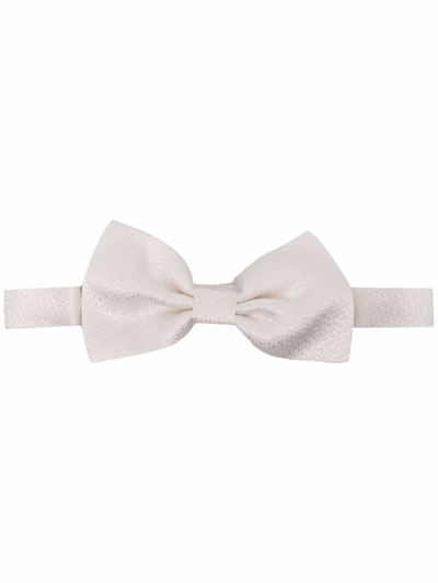 Tagliatore Brocade Silk Bow Tie In White
