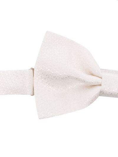 Tagliatore Brocade Silk Bow Tie In White