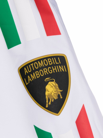 Automobili Lamborghini Slogan-print Drawstring-waisted Swim Shorts In White