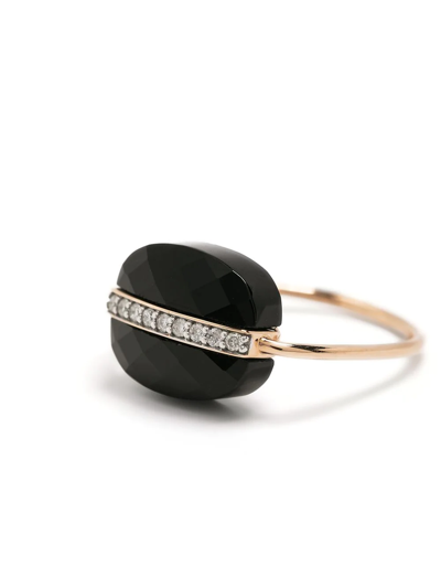 Shop Morganne Bello 18kt Rose Gold Aurore Diamond Onyx Ring In Black