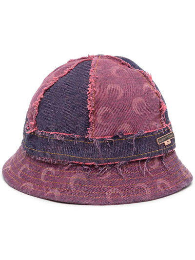Shop Marine Serre Distressed Logo-print Bucket Hat In Pink