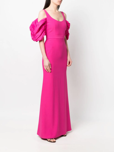 Shop Alexander Mcqueen Off-shoulder Long Gown In Pink