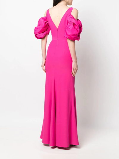 Shop Alexander Mcqueen Off-shoulder Long Gown In Pink