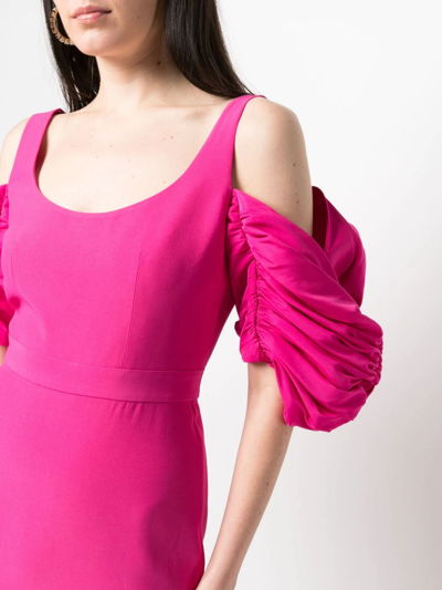 Shop Alexander Mcqueen Off-shoulder Long Gown In Pink
