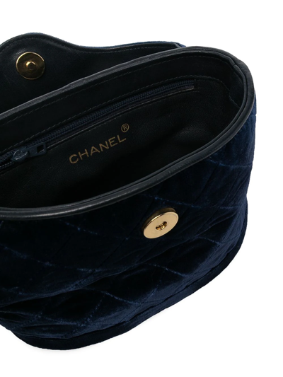 Pre-owned Chanel 1989-1991 Quilted Binocular Shoulder Bag In Blue