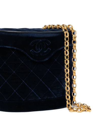 Pre-owned Chanel 1989-1991 Quilted Binocular Shoulder Bag In Blue