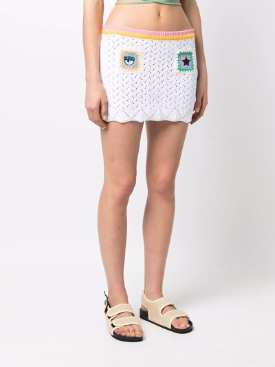 Shop Chiara Ferragni Crochet-knit Mini Skirt In White