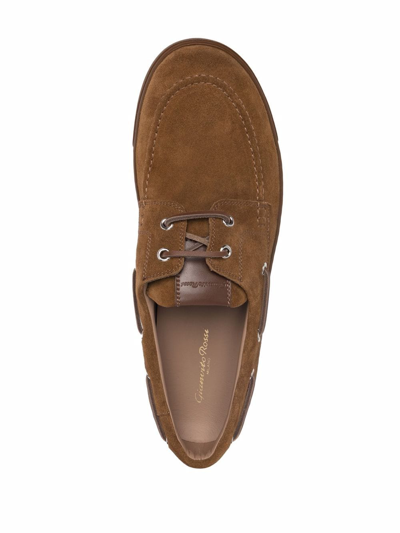 Shop Gianvito Rossi Lace-up Detail Boat Shoes In Brown