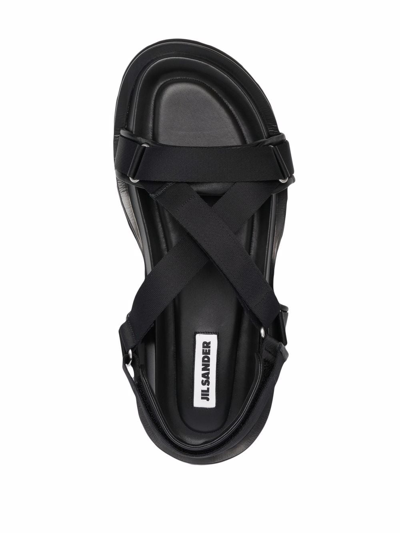 Shop Jil Sander Touch-strap Flat Sandals In Black