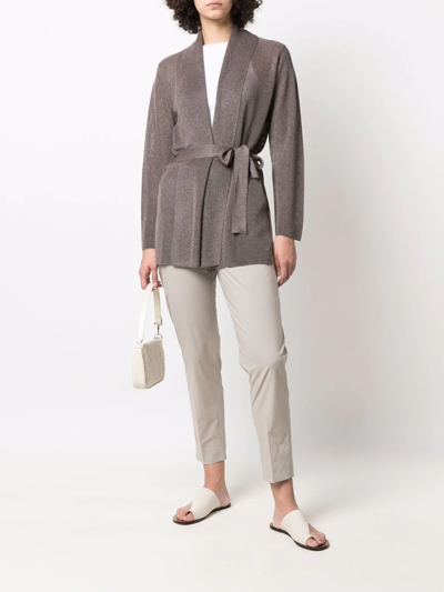 Shop Le Tricot Perugia Contrast-waist Tapered Trousers In Neutrals