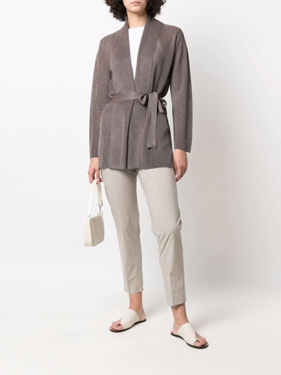 Le Tricot Perugia Contrast-waist Tapered Trousers In Neutrals