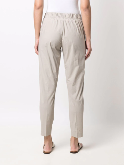 Le Tricot Perugia Contrast-waist Tapered Trousers In Neutrals