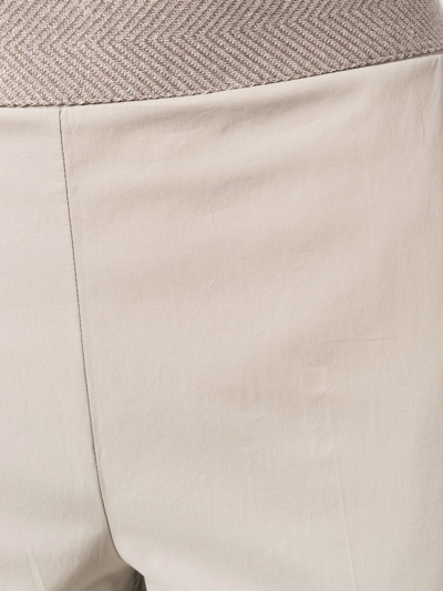 Shop Le Tricot Perugia Contrast-waist Tapered Trousers In Neutrals