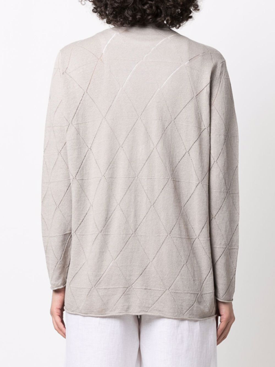 Shop Le Tricot Perugia Diamond-knit Oversized Cardigan In Neutrals