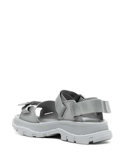 Shop Alexander Mcqueen Touch-strap Chunky Sandals In Grey