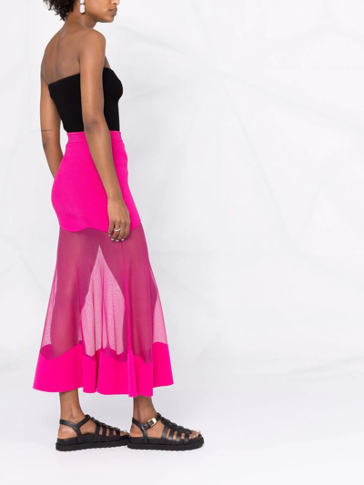 Shop Alexander Mcqueen Transparent-panel Midi Skirt In Pink